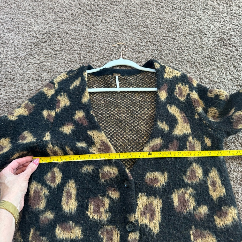 Free People Out Of Africa Wild Cat Wool Cardigan Sweater Oversized S $128 - Picture 12 of 13